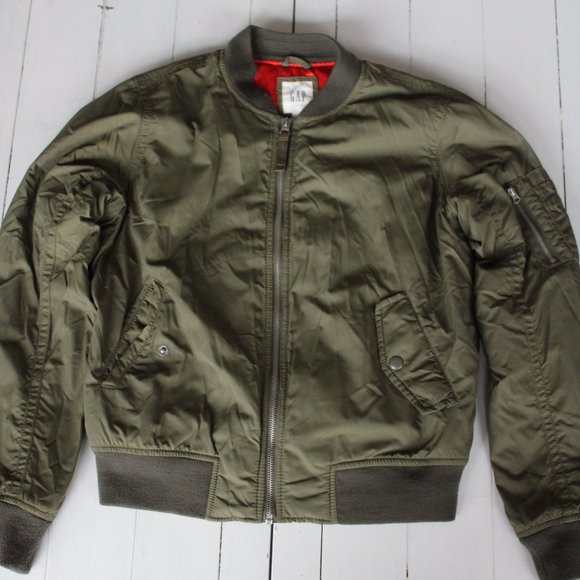 Army Green Bomber Jacket, Size XS, GAP - Picture 3 of 10